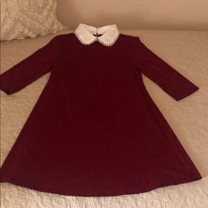HOLIDAY Red, white collared swing dress